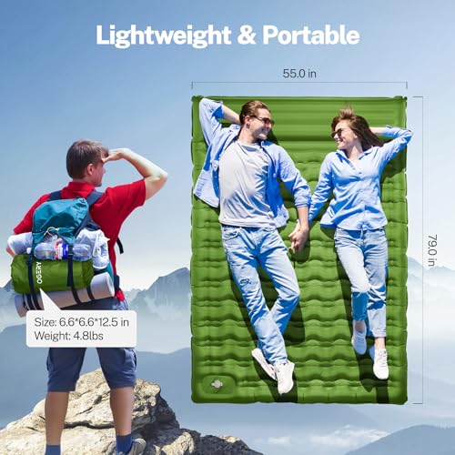 OGERY Sleeping Pad for Camping, 6" Extra-Thick Reinforced Camping Sleeping Pad with Pillows & Built-in Foot Pump, Ultralig...