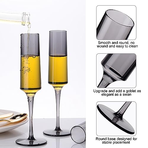 Nuenen 18 Pcs 5 oz Acrylic Stemmed Champagne Flutes Unbreakable Plastic Champagne Glasses Reusable Wine Toasting Goblets D...
