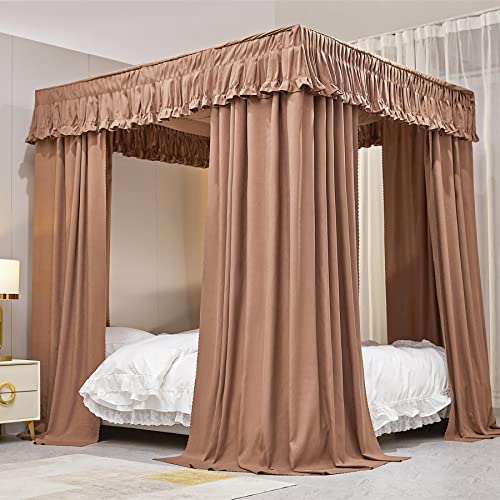 VETHIN Elastic Roof Style Four Corner Post Princess Bed Canopy Curtains Cozy Breathable Tent Canopy Mosquito Net for Girls...