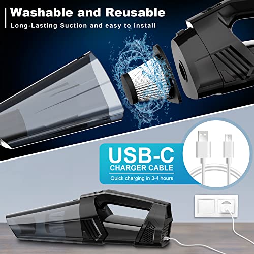 Blestan Handheld Vacuum Cordless Portable Car Vacuum with LED Light, High Power Suction, 3 in 1, Lightweight Rechargeable ...