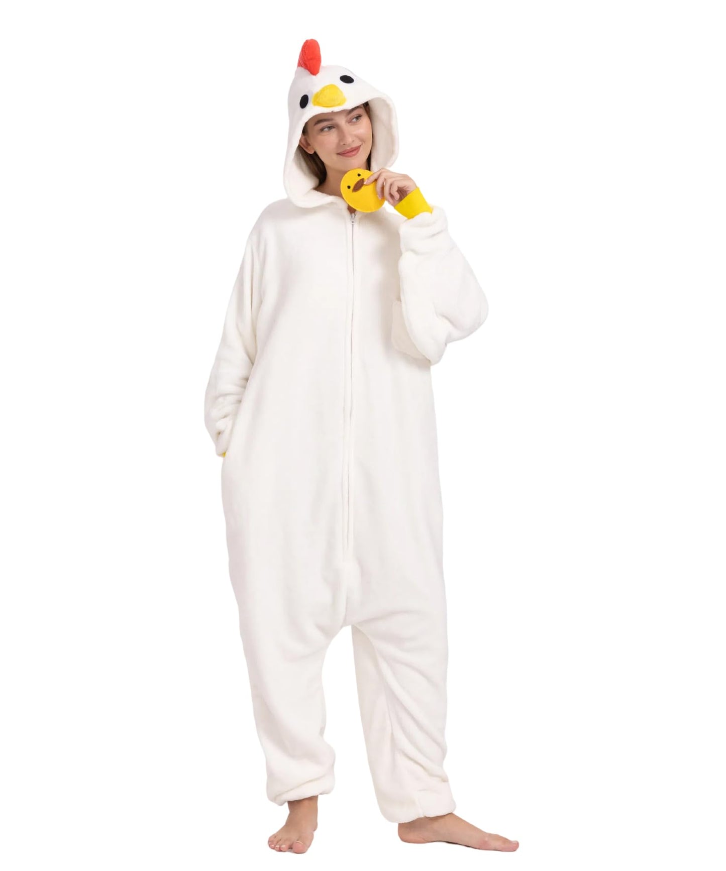 Hundredmore Unisex Adult Animal Onesie Pajamas, Men Women Flannel Halloween Cosplay Costume