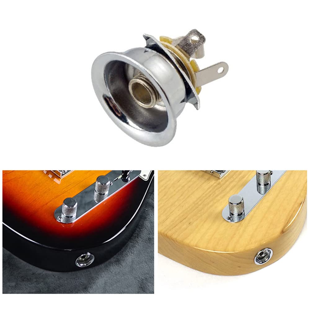 1/4 Output Jack Round Cup Plate Socket For Fender Telecaster Electric Guitar Accessory (Gold)