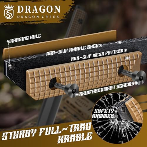 Dragon Creek Tactical Knife Kydex - Outdoor Survival Knife with Sheath D2 Steel Blade G10 Full Tang Handle for Camping Hik...