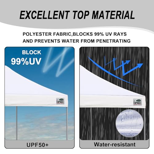Eurmax USA Standard 10x10ft Patio Pop Up Canopy Tent for Outdoor Events Commercial Instant Canopies with Heavy Duty Roller...