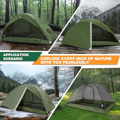 1/2 Person Backpacking Tent for Camping - Ultralight & Waterproof Outdoor Camping Tent, Easy Set Up Compact Tent for 3 Sea...