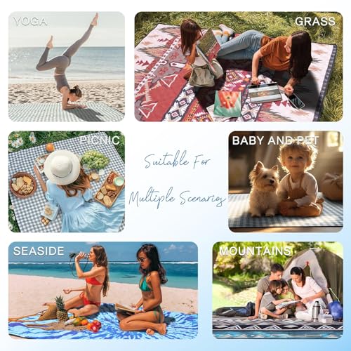 Genovega Waterproof Picnic Blanket Beach Outdoor Camping Mat Extra Large Foldable Cute Big Travel Essential Accessories Gi...