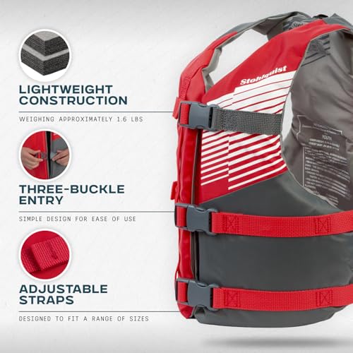 Stohlquist Universal Fit Adult Life Jacket PFD (4 Pack) Coast Guard Approved, for Men and Women 90+ lbs, Lightweight Neopr...