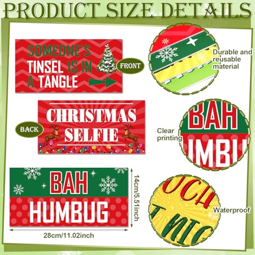 Beeveer 24 Designs Christmas Photo Booth Props Double Sided 11x5.51'' Christmas Party Decoration Red and Green Xmas Props ...