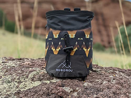 Noborou Chalk Bag for Rock Climbing + Crossfit + Weightlifting | Bouldering Chalk Bag | Wide Opening | Large Zippered Pock...