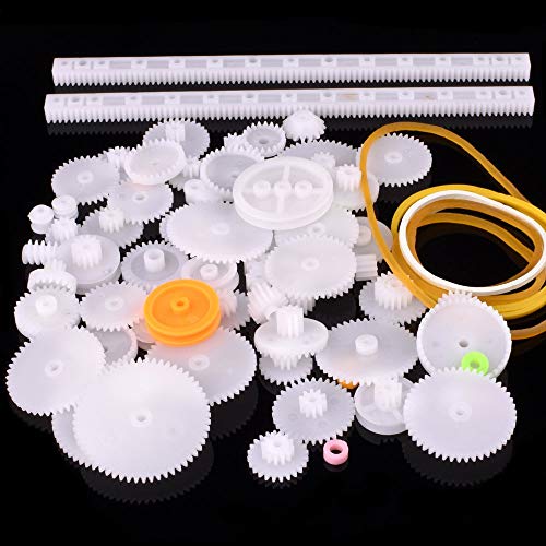 AUKUYEE Plastic Gear Set, 75Pcs Single Double Reduction Gear Worm Gear for DIY Car Robot QY12