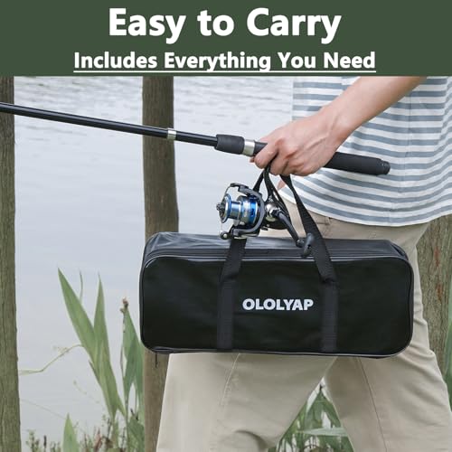 OLOLYAP Fishing Pole Combo Set 6.9ft 2PCS Telescopic Fishing Rod and Reel Combo with Carrier Bag Collapsible Fishing Rod a...