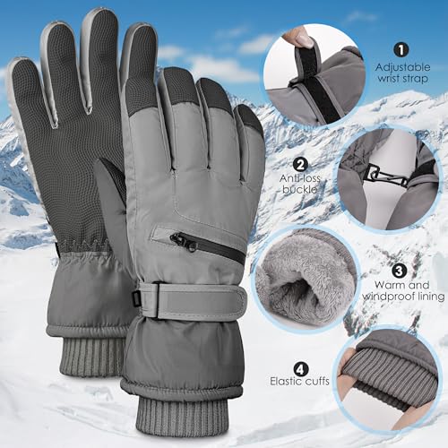 Gilotop Winter Ski Gloves for Men & Women - Waterproof Thermal Windproof with Touchscreen,Non-Slip Grip for Outdoor Skiing...