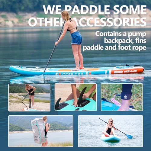 COOLCAA 11'6" x 34" x 6" Inflatable Stand Up Paddle Boards with Premium SUP Accessories, Weight Capacity up to 460 lbs, In...
