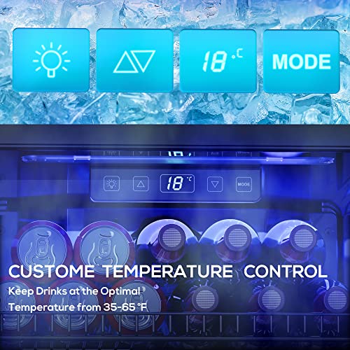 Manastin Beverage Refrigerator Cooler-120 Cans Freestanding Mini Fridge Cooler with Glass Door, Adjustable Shelves & Digit...