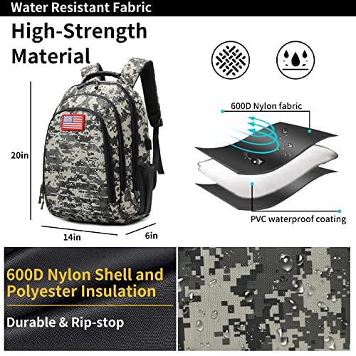Qimailer Camo Backpack,Small Tactical Backpack for outdoor,Military Teen Boys Backpacks for School with USB Charging Port,40L