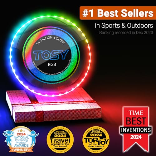 TOSY Flying Disc - 108 RGB Multicolor or 36 Monocolor LEDs, Super Bright, Smart Modes, Christmas Stocking Stuffers Gift, C...