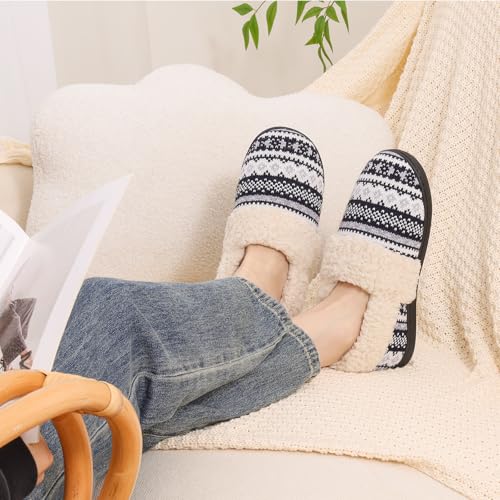 Evshine Women's Fuzzy Memory Foam Slippers, Closed Back Knit Bedroom Slippers, Slip-On Warm House Shoes for Indoor & Outdo...