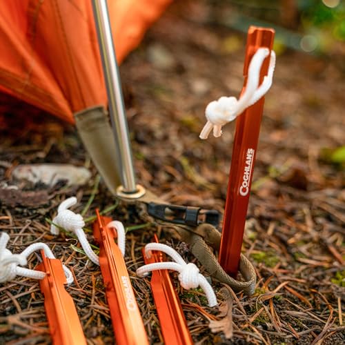 Coghlan's Ultralight Tent Stakes 9 Inch – 4 Pack - Lightweight Aluminum Pegs with Easy Pull Nylon Cord for Camping, Hikin...