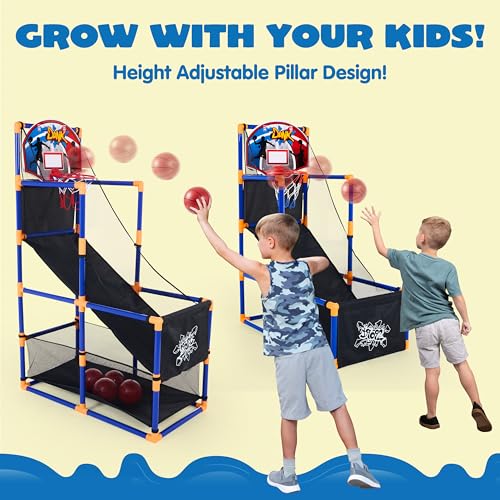 JOYIN Arcade Basketball Game Set with 4 Balls and Hoop for Kids 3 to 12 Years Old Indoor Outdoor Sport Play - Easy Set Up...