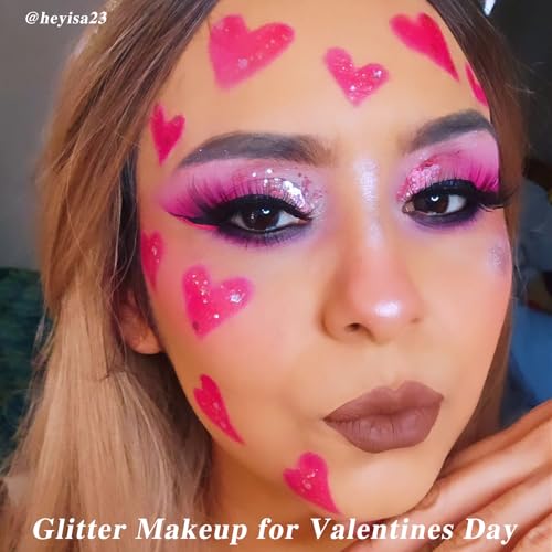MEICOLY Pink Body Glitter Stick,Pink Face Glitter Sparkly Hair Glitter,Pink Accessories for Spirit Week,Singer Concerts Lo...