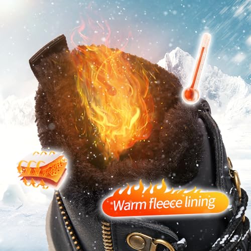 Adokoo Boots for Women Waterproof Fall Winter Ankle Boots Snow Platform Black Boots with Side Zipper Lace Up Non Slip for ...