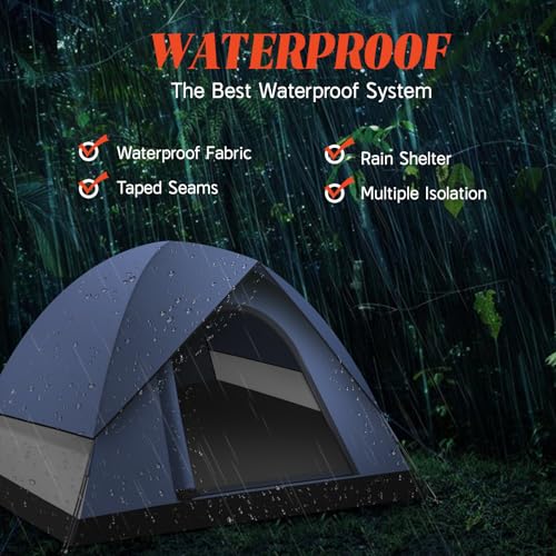 Tents for Camping,3-4 Person Camping Tent,Waterproof and Windproof Tent, Easy to Set up Outdoor Dome Tent for Outdoor Acti...
