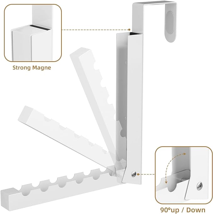 2 Pack Over The Door Hangers, Folding Over The Door Drying Rack for Laundry, Over The Door Clothes Hanger, Door Hanger for Clothing, Over The Door Hooks, Door Clothes Drying Rack,Portable,White