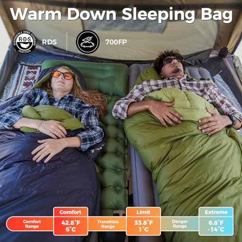 ATEPA Elements 450 Down Mummy Sleeping Bag for Adults, 0 Degree 700FP Backpacking Ultralight Cold Weather Sleeping Bag wit...