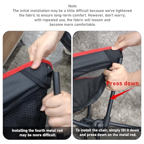 Doseno Backpacking Chair, Camping Chairs for Adults, Foldable Portable Chair for Outside Camp Sports Beach Travel Hiking