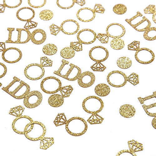 Gold Wedding Table Confetti,Glitter Paper Diamond Ring Confetti, I Do Engagement Party Table Scatter,Bachelorette Bridal S...