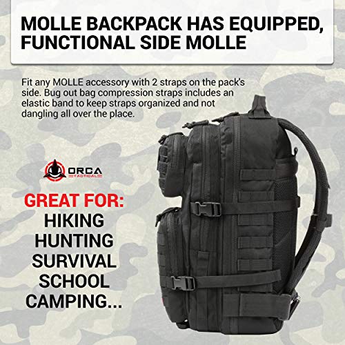 Orca Tactical Backpack 40L Large Military 1 to 3 Day Molle Assault Pack Rucksack Army Bag