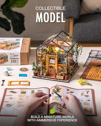 Rolife DIY Miniature Greenhouse Kit, Tiny/Mini House Making Kit with Furniture for Adults, Furniture, Halloween/Christmas ...