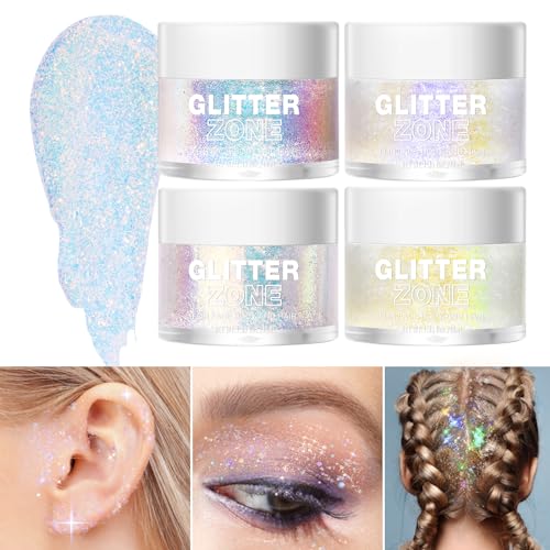 LANGMANNI Holographic Body Glitter Gel for Body, Face, Hair and Lip.Color Changing Glitter Gel Under Light. Vegan & Cruelt...