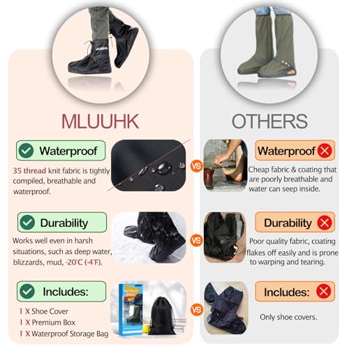 Waterproof Boot Covers, Reusable Rain Shoe Covers Non-Slip Waterproof Shoes Boots for Outdoor Cycling Camping Fishing Travel