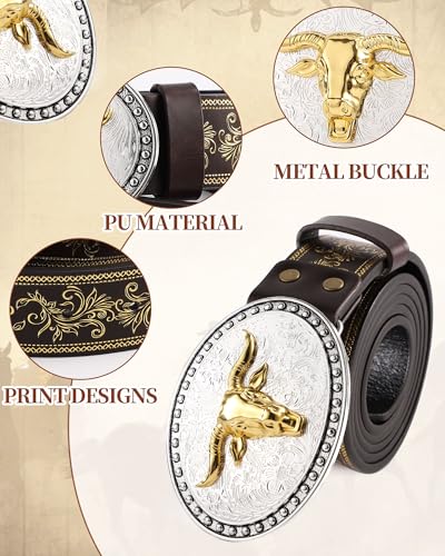 PARTTELY Western Cowboy Costume Outfit for Men,Cowboy Vest Buckle Belt Accessories for Halloween Cosplay Party