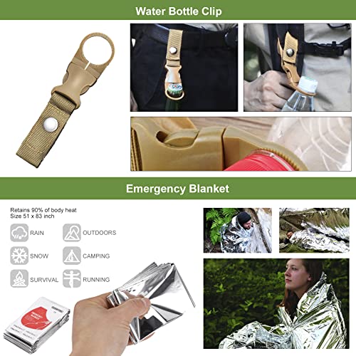Gifts for Men Christmas Emergency Survival Kit, 22 in 1 Professional Survival Gear Equipment Tools First Aid Supplies for ...