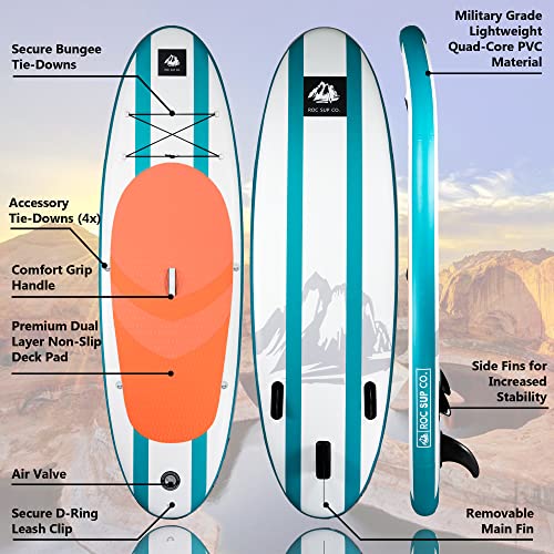 Roc Inflatable Stand Up Paddle Board 10' 6" with Premium SUP Paddle Board Accessories, Wide Stable Design, Non-Slip Comfor...