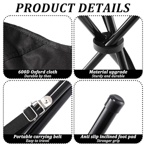 KKONHII 2PCS Portable Folding Camping Stool,Travel Outdoor Tripod Seat,Black Folding Camping Chairs for Camping Party Picn...