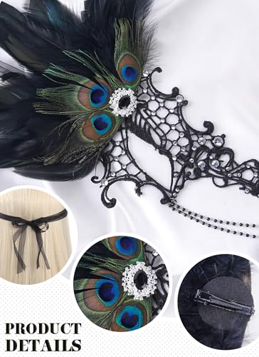 Zinniday Couples Masquerade Mask Set, 2 Pcs Masquerade Masks Set for Women Men Mardi Gras Ball Evening Party