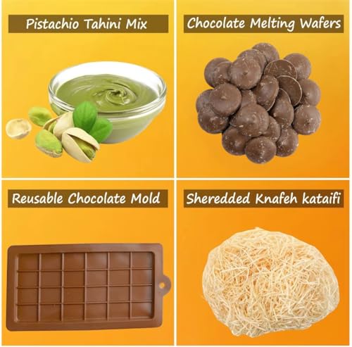 DIY Dubai Pistachio Chocolate Bar Making Kit Pistachio Butter, Knafeh/Phyllo Dough, Chocolate Incuded Complete Set (Makes ...