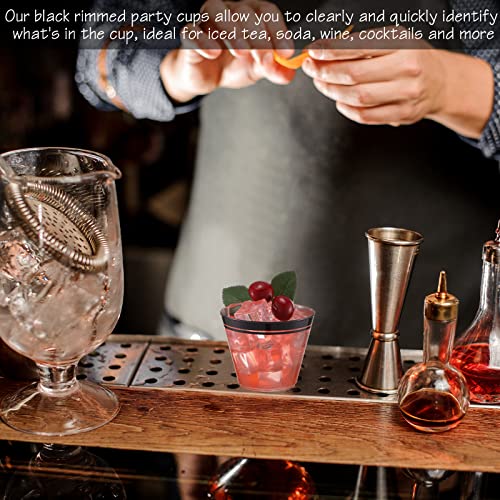 Skylety 100 Pcs Valentines Day Plastic Wine Cups 9 oz Disposable Clear Drinking Cup Wine Glasses Wedding Drinking Tumblers...