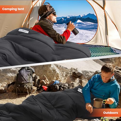 WILDROOTS Warm Sleeping Bags for Adults, Backpacking Lightweight, Cold Weather Sleeping Bag for Warm Camping Hiking Outdoo...