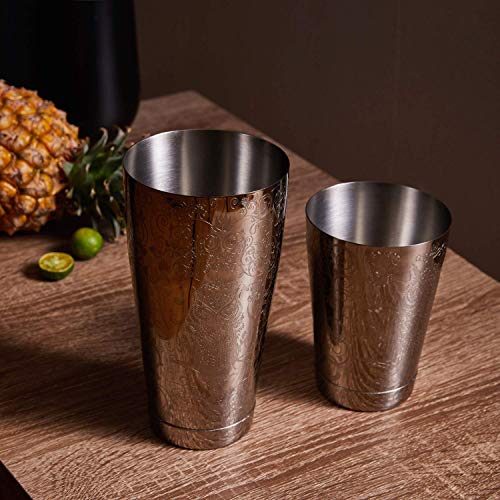 SKY FISH Bartender Kit Cocktail Shaker Set-7 Pieces Stainless Steel Black Plated Etching Bar Tools with Boston Shaker Tin...