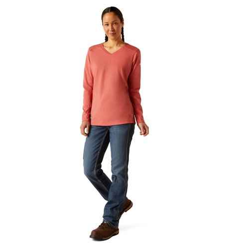 ARIAT Women's Fire Resistant AC Crew Top, Mineral Red, X-Large