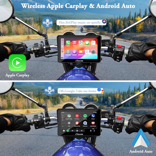 Carpuride W702 for Motorcycle, 7 inch Waterproof Touchscreen, Portable Carplay/Android Auto GPS Navigation for Motorbike, ...