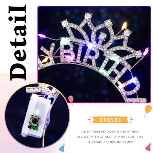 DRESBE Light Up Birthday Headband LED Rhinestone My Birthday Headbands Party Favors Hair Accessories for Women