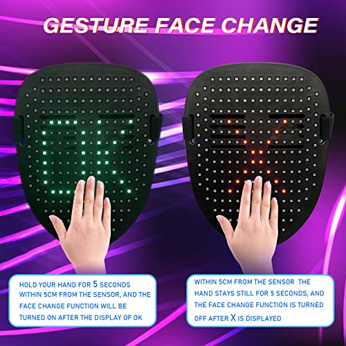 Depointer Life LED Mask Light up Masks With Gesture Sensing, Cool Toys Masks Teen Boys Gifts for Halloween Christmas Birthday