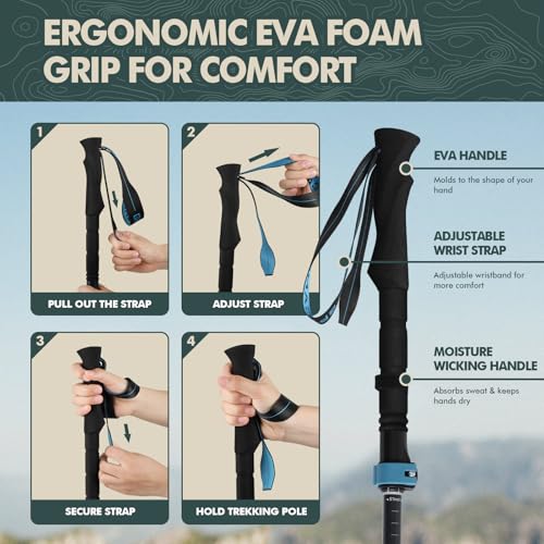 GPTCAMP Walking Sticks Collapsible Hiking Poles,Lightweight Trekking Poles Made of Carbon -Aluminum,2pc Folding Halking St...