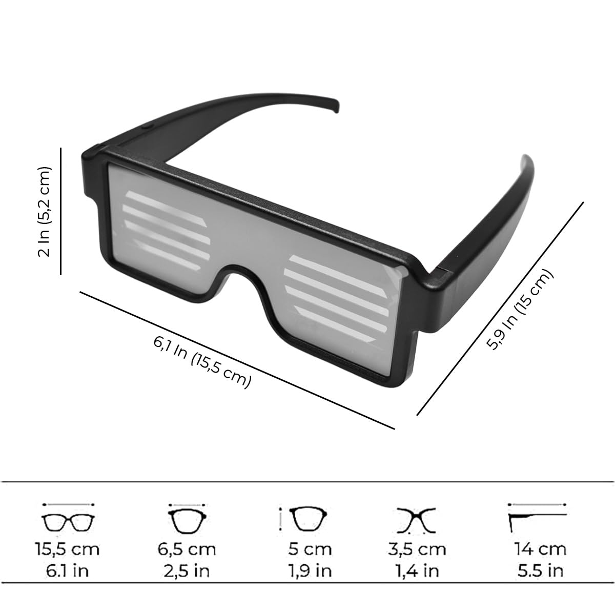 LED Glasses – Light Up Sunglasses for Raves & Parties, USB Rechargeable Neon Glow with 11 Flashing Modes (Multicolor)