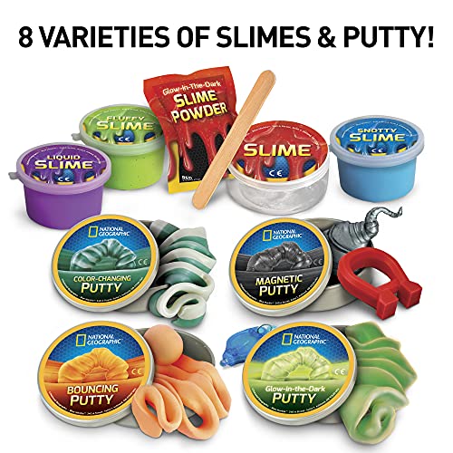 NATIONAL GEOGRAPHIC Mega Slime Kit & Putty Lab - 4 Types of Slime Plus 4 Types of Putty Including Magnetic, Slime Kit for ...